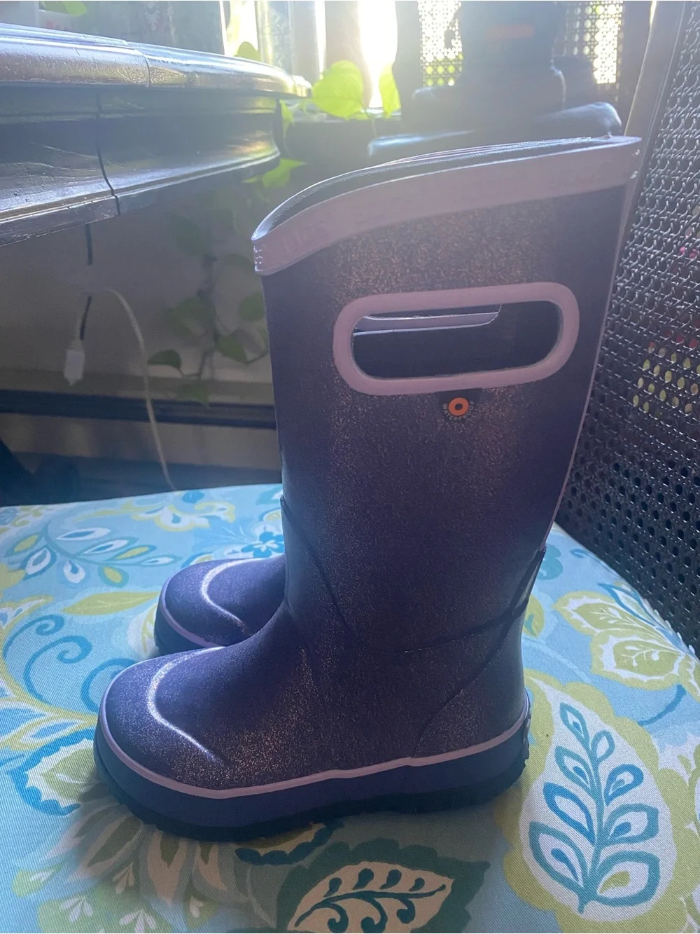 Bogs 10 Purple Glitter Kids Rain Boots NWOB